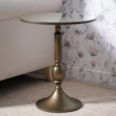 Gold Glass Top Round Side Table