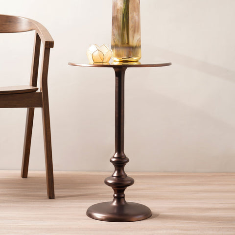 Bronze Antique Finish Round Side Table
