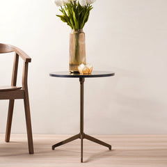 Gold Antique Finish Three Leg Round Side Table