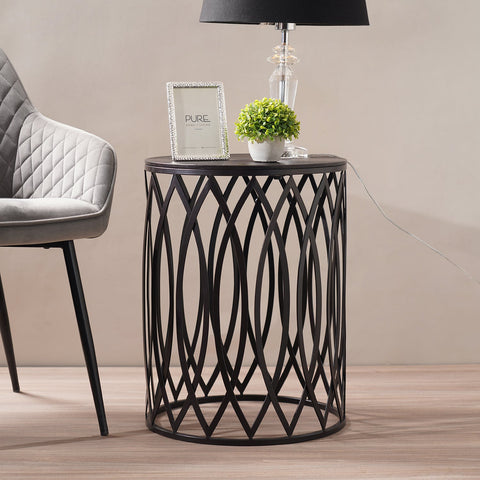 Brown Antique Finish Side Table