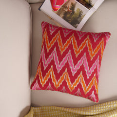 Red Geometric Embroidered Cushion Cover