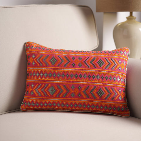 Pink Embroidered Cushion Cover