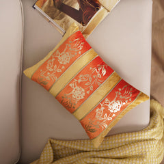 Orange and Yellow Floral Patch Work Cushion Cover
